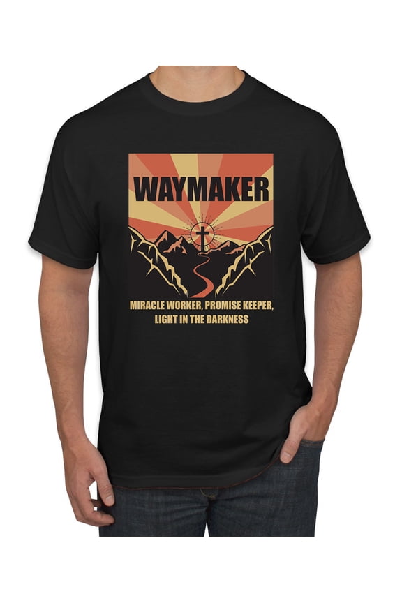 WAYMAKER Miracle Worker Promise Keeper Inspirational/Christian Men's Graphic T-Shirt, Black, Medium
