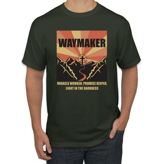 WAYMAKER Miracle Worker Promise Keeper Inspirational/Christian Men's Graphic T-Shirt, Forest Green, 5X-Large