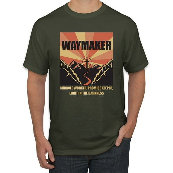 WAYMAKER Miracle Worker Promise Keeper Inspirational/Christian Men's Graphic T-Shirt, Military Green, XX-Large
