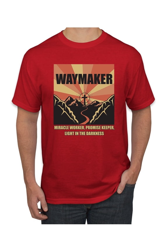 WAYMAKER Miracle Worker Promise Keeper Inspirational/Christian Men's Graphic T-Shirt, Red, 3X-Large