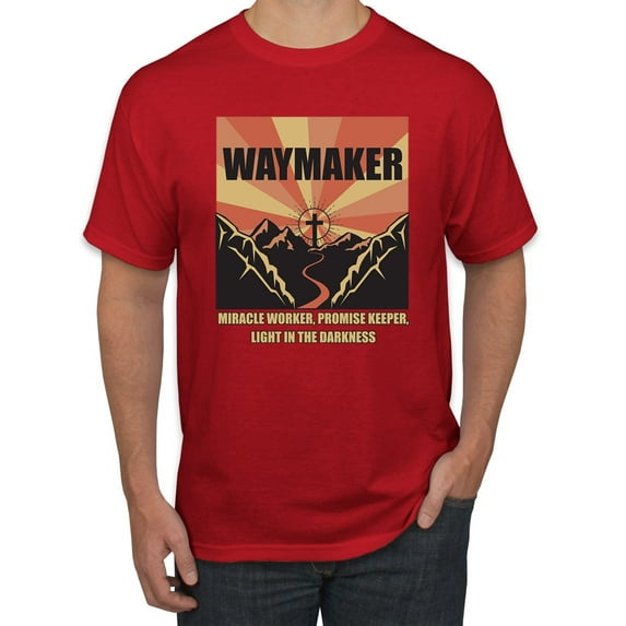 WAYMAKER Miracle Worker Promise Keeper Inspirational/Christian Men's Graphic T-Shirt, Red, X-Large