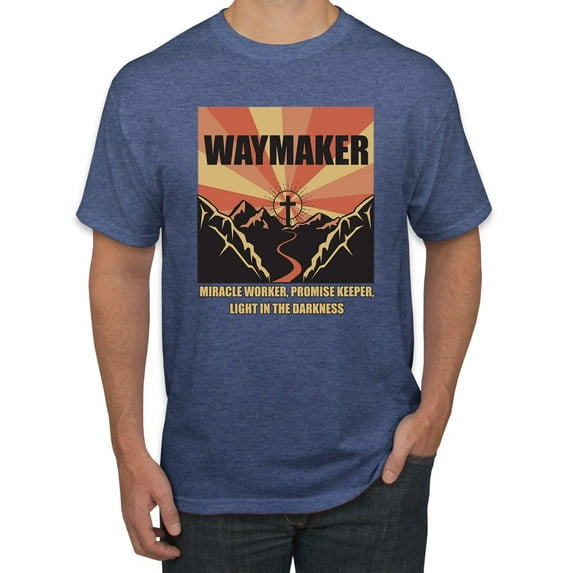WAYMAKER Miracle Worker Promise Keeper Inspirational/Christian Men's Graphic T-Shirt, Vintage Heather Blue, X-Large