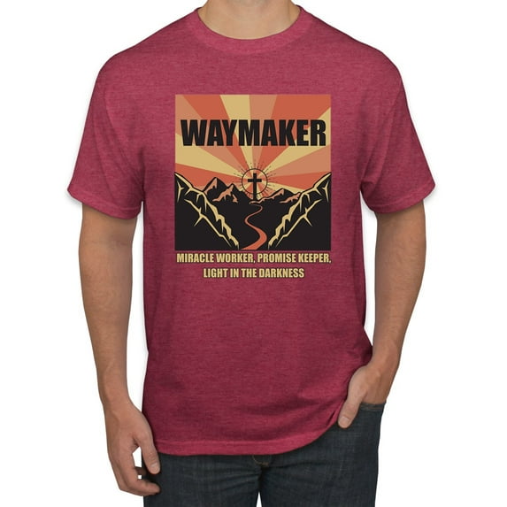 WAYMAKER Miracle Worker Promise Keeper Inspirational/Christian Men's Graphic T-Shirt, Vintage Heather Red, 4X-Large