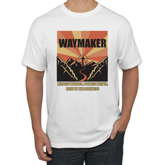 WAYMAKER Miracle Worker Promise Keeper Inspirational/Christian Men's Graphic T-Shirt, White, X-Large