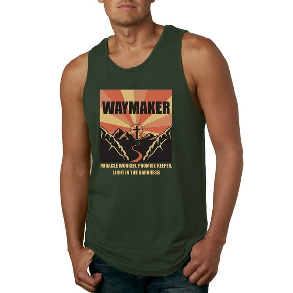 WAYMAKER Miracle Worker Promise Keeper Inspirational/Christian Mens Graphic Tank Top, Forest Green, 3X-Large