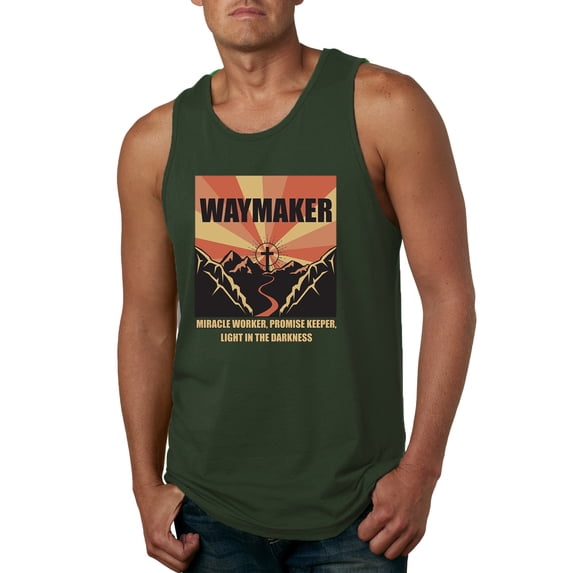 WAYMAKER Miracle Worker Promise Keeper Inspirational/Christian Mens Graphic Tank Top, Forest Green, XX-Large
