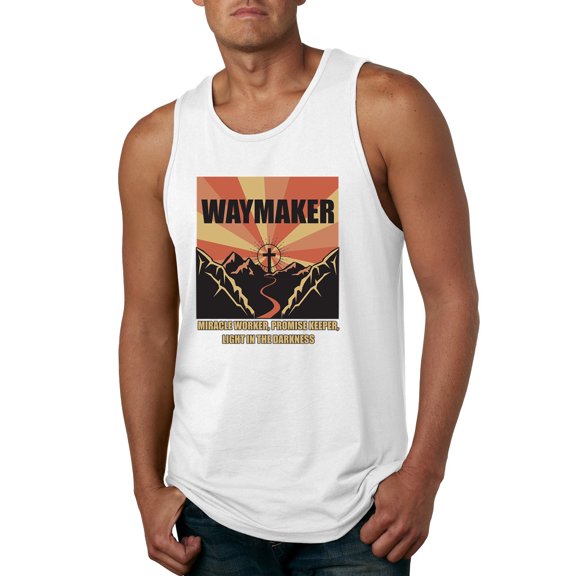 WAYMAKER Miracle Worker Promise Keeper Inspirational/Christian Mens Graphic Tank Top, White, X-Large