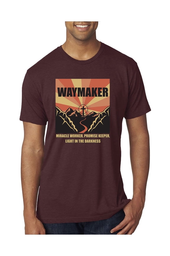 WAYMAKER Miracle Worker Promise Keeper Inspirational/Christian Mens Premium Tri Blend T-Shirt, Cardinal, Large