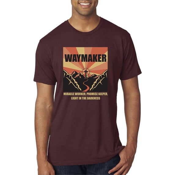 WAYMAKER Miracle Worker Promise Keeper Inspirational/Christian Mens Premium Tri Blend T-Shirt, Cardinal, Small