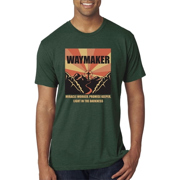 WAYMAKER Miracle Worker Promise Keeper Inspirational/Christian Mens Premium Tri Blend T-Shirt, Forest Green, Large