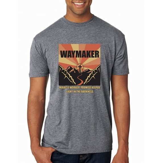 WAYMAKER Miracle Worker Promise Keeper Inspirational/Christian Mens Premium Tri Blend T-Shirt, Premium Heather, Medium