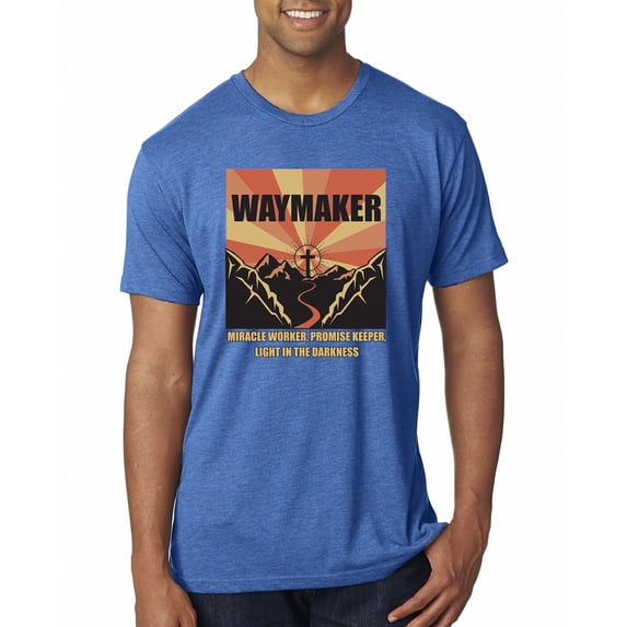 WAYMAKER Miracle Worker Promise Keeper Inspirational/Christian Mens Premium Tri Blend T-Shirt, Vintage Royal, Large