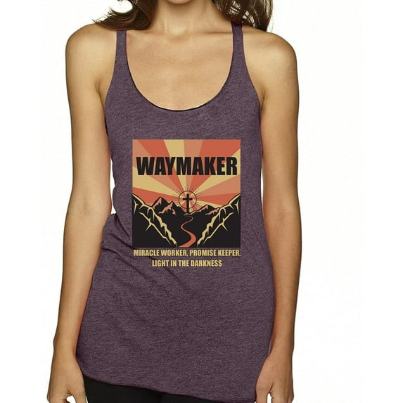 WAYMAKER Miracle Worker Promise Keeper Inspirational/Christian Tri-Blend Racerback Tank Top, Purple Vintage, Medium