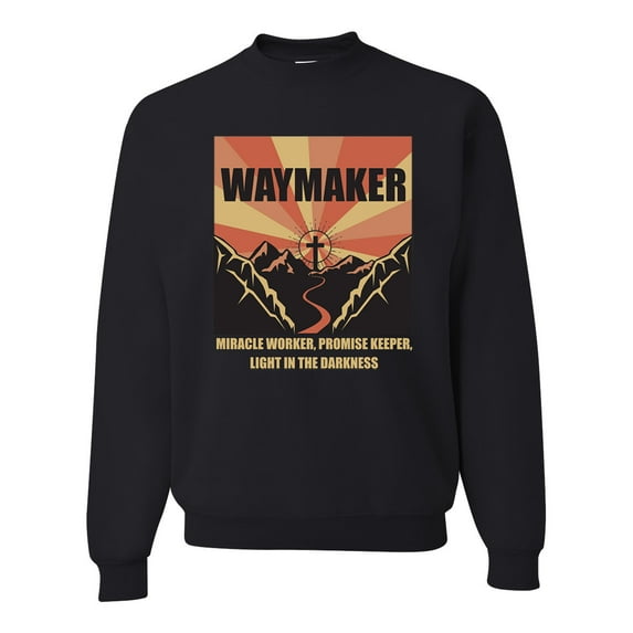 WAYMAKER Miracle Worker Promise Keeper Inspirational/Christian Unisex Crewneck Graphic Sweatshirt, Black, Small