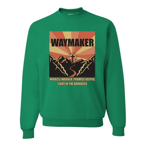 WAYMAKER Miracle Worker Promise Keeper Inspirational/Christian Unisex Crewneck Graphic Sweatshirt, Kelly, 5X-Large