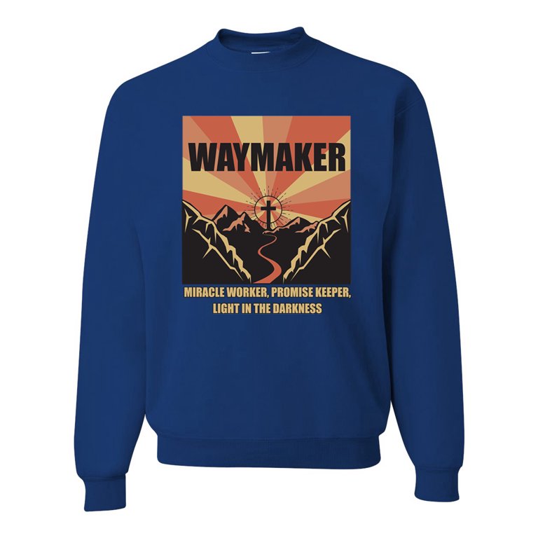 WAYMAKER Miracle Worker Promise Keeper Inspirational Christian Unisex Crewneck Graphic Sweatshirt Royal Small