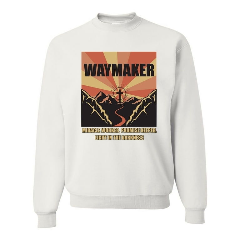 WAYMAKER Miracle Worker Promise Keeper Inspirational Christian Unisex Crewneck Graphic Sweatshirt White Small Walmart