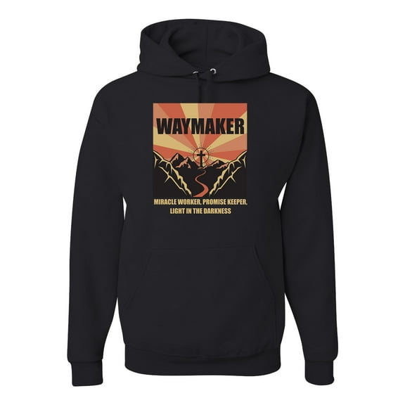 WAYMAKER Miracle Worker Promise Keeper Inspirational/Christian Unisex Graphic Hoodie Sweatshirt, Black, Medium