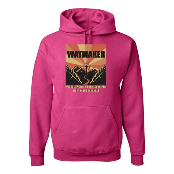 WAYMAKER Miracle Worker Promise Keeper Inspirational/Christian Unisex Graphic Hoodie Sweatshirt, Fuschia, Large
