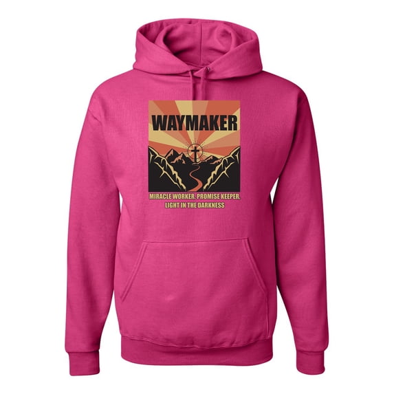 WAYMAKER Miracle Worker Promise Keeper Inspirational/Christian Unisex Graphic Hoodie Sweatshirt, Fuschia, X-Large