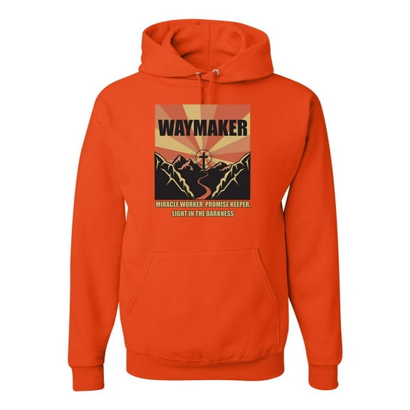 WAYMAKER Miracle Worker Promise Keeper Inspirational/Christian Unisex Graphic Hoodie Sweatshirt, Orange, X-Large