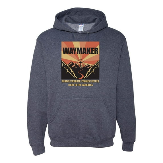 WAYMAKER Miracle Worker Promise Keeper Inspirational/Christian Unisex Graphic Hoodie Sweatshirt, Vintage Heather Navy, 3X-Large