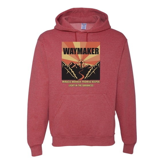 WAYMAKER Miracle Worker Promise Keeper Inspirational/Christian Unisex Graphic Hoodie Sweatshirt, Vintage Heather Red, X-Large