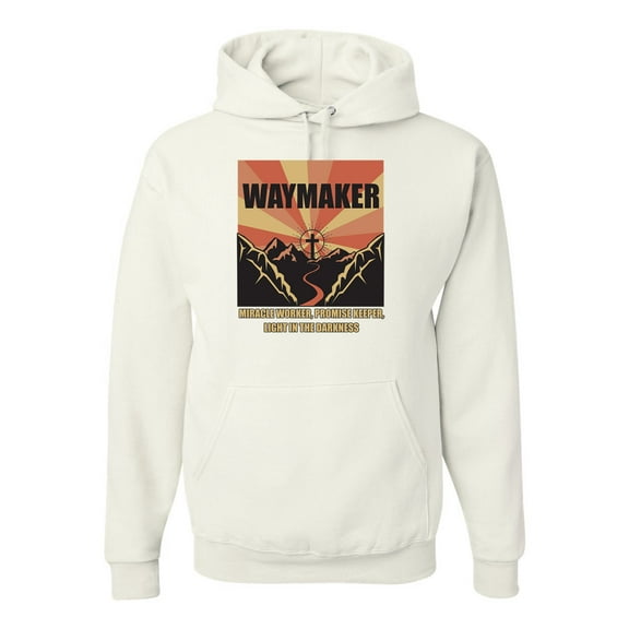 WAYMAKER Miracle Worker Promise Keeper Inspirational/Christian Unisex Graphic Hoodie Sweatshirt, White, Medium