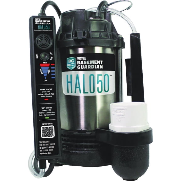 WAYNE Basement Sump Pump Guardian HALO50 - 0.5 HP, 5100 GPH - Digitally Connected Sump Pump