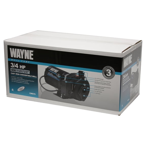 WAYNE CWS75 3/4 HP Convertible Jet Well Pump