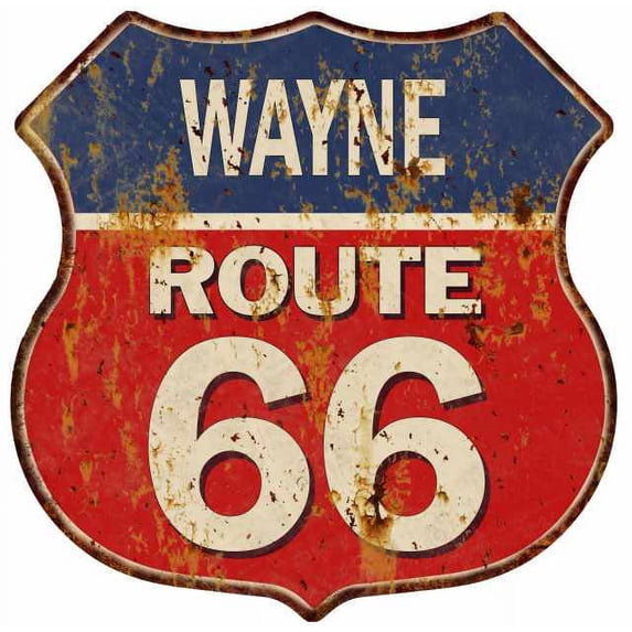 WAYNE Route 66 Sign Shield Metal Gift Man Cave Red 211110005239