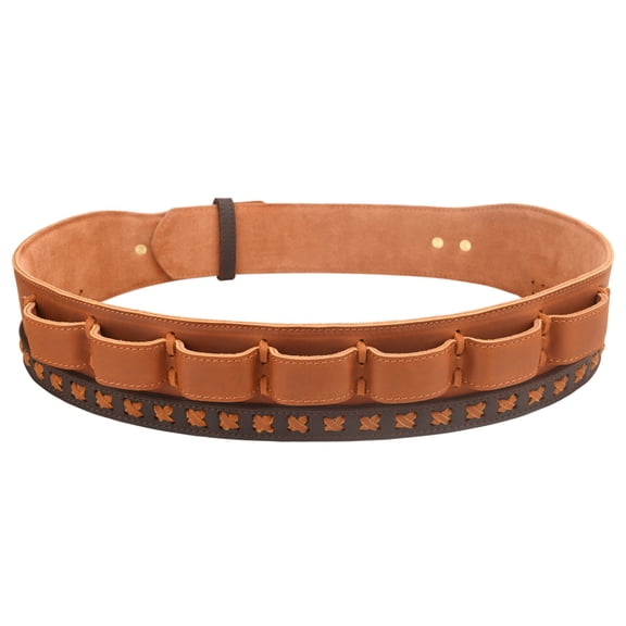 WAYNE'S DOG Cowhide Leather Shotgun Shell Bandolier Belt for 12GA 16GA Ammo Cartridge Belt