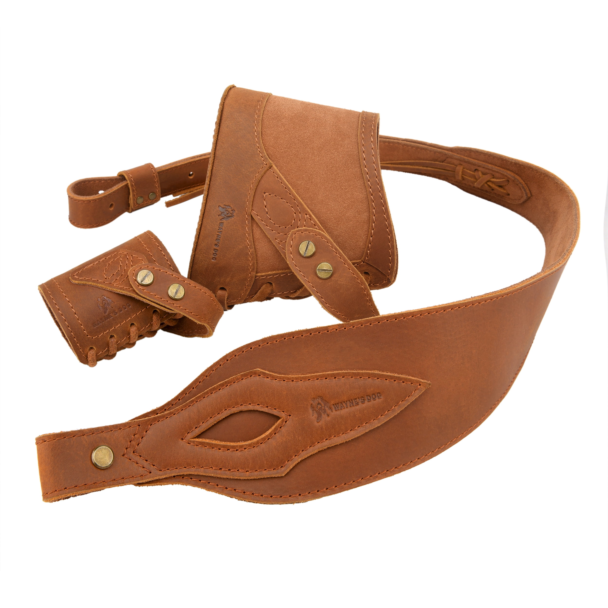WAYNE'S DOG No Drill Leather Gun Recoil Pad Buttstock +Gun Barrel Mount+Sling