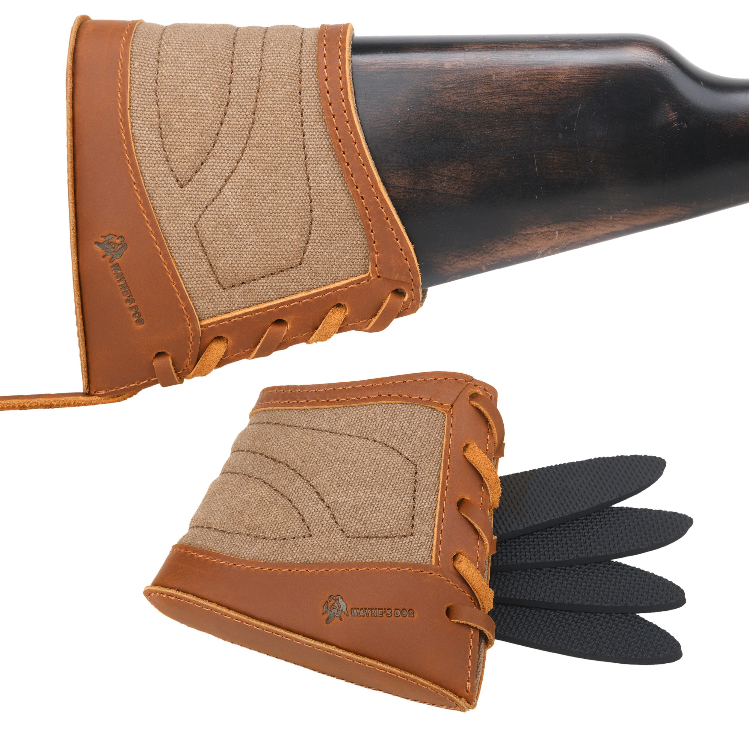 WAYNE'S DOG Slip on Recoil Pads for Rifles Shotguns, Adjustable Leather & Canvas Gun Buttstock Extension Pad