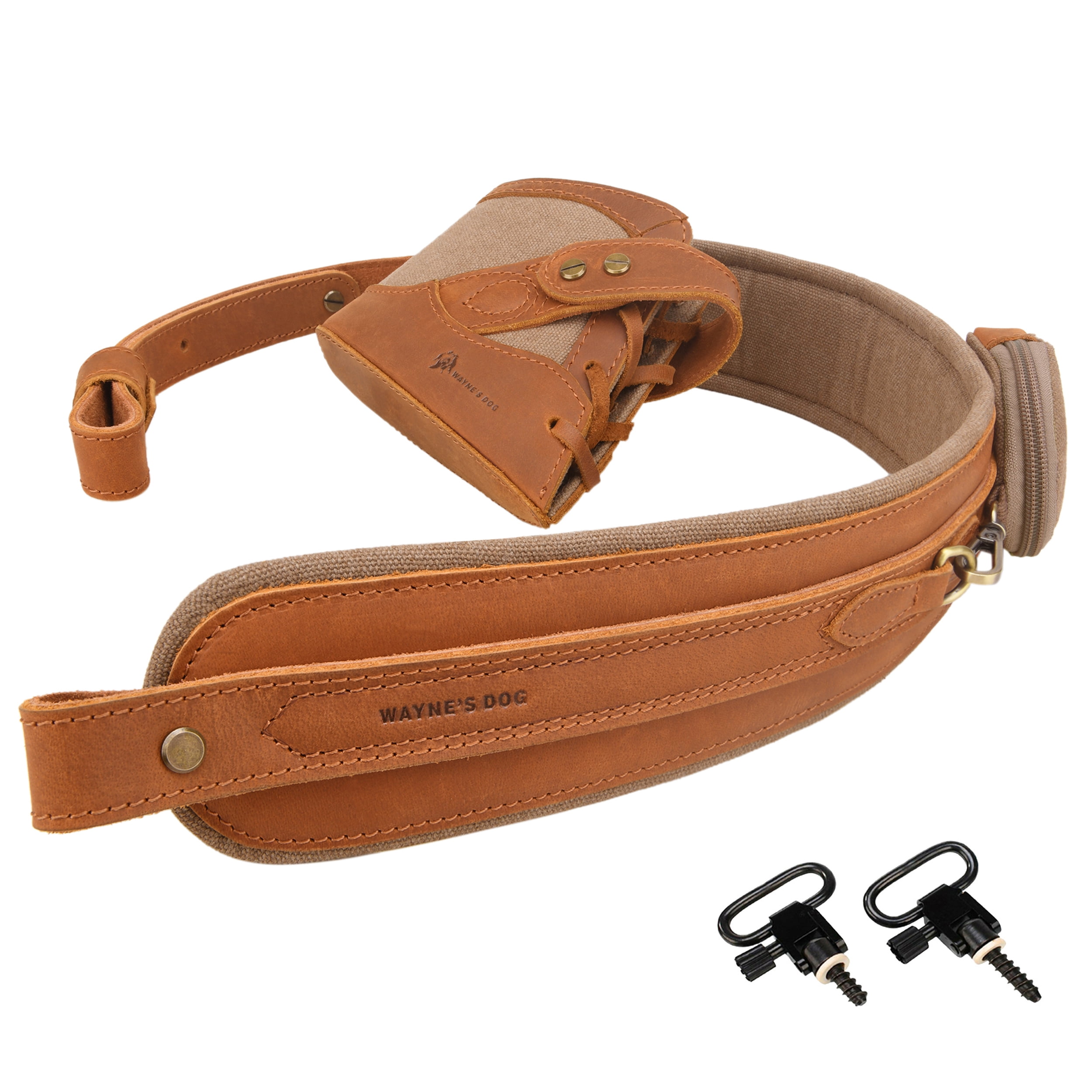 WAYNE'S DOG Vintage Canvas Leather Rifle Recoil Pad Buttstock with Gun Shoulder Sling Strap