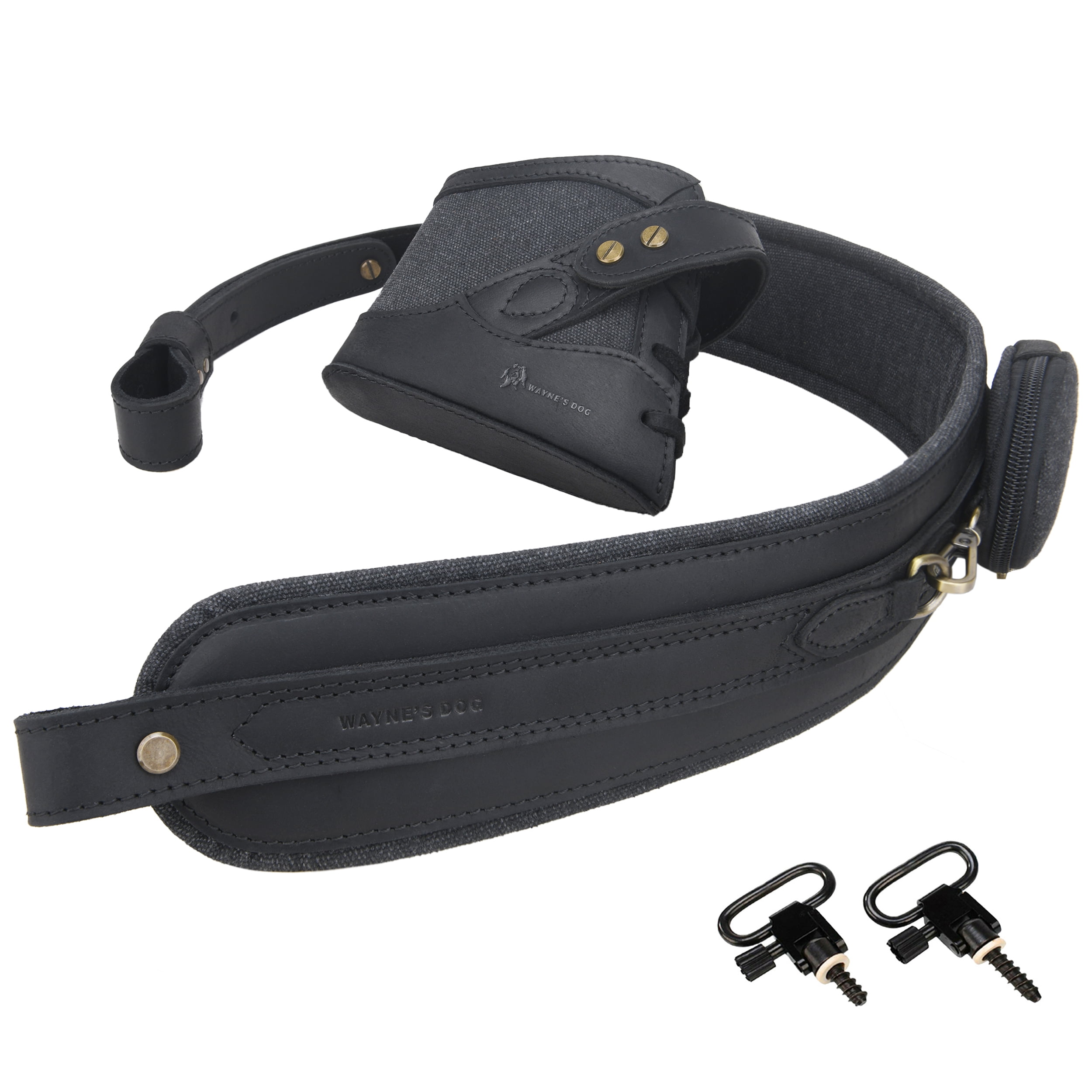 WAYNE'S DOG Vintage Canvas Leather Rifle Recoil Pad Buttstock with Gun Shoulder Sling Strap