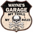 thumbnail image 1 of WAYNE'S Garage My Tools My Rules Skull 12x12 Metal Sign 211110025075, 1 of 1