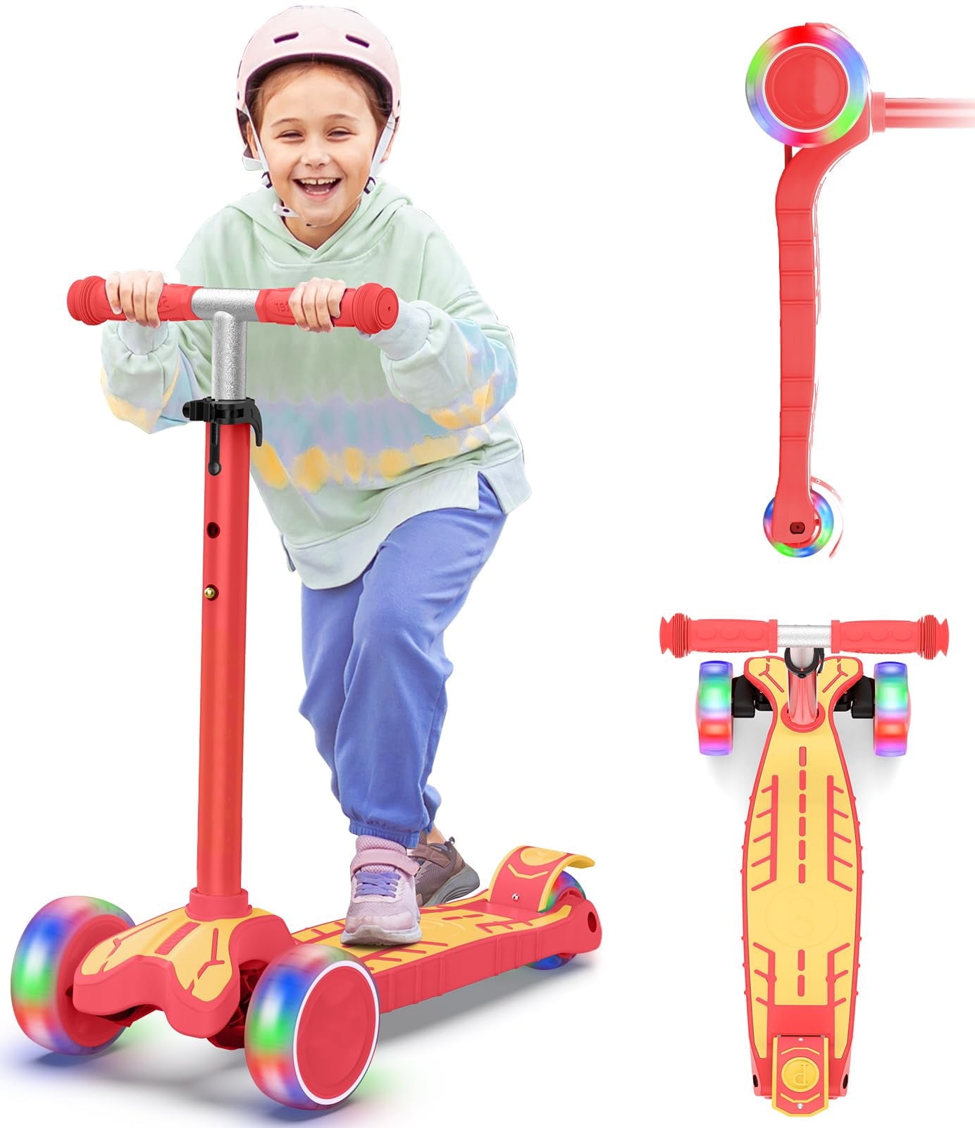 Ryan s World Red Titan 3D Scooter with 3 Wheels and Tilt to Turn Red For Boys and Girls Ages 3 Max Weight 75lbs Foot Activated Brakes Walmart