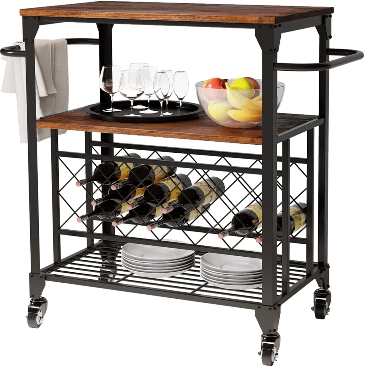 Customer reviews for WAYTRIM Bar Cart, 3 Tier Home Freely Rolling with ...