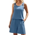 thumbnail image 1 of WAYUTE 2 Piece Sets for Women Elegant Sleeveless Round Neck Tank Top Shorts Solid Color Casual Beach Outdoor Summer Outfit, 1 of 5