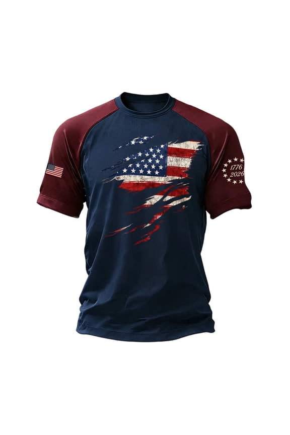 250 Anniversary USA Shirt for Man National Flag Colors Graphic Casual Short Sleeve Tee for Holiday Celebration Party 4th of July T Shirts