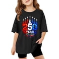 thumbnail image 1 of WAYUTE 4th of July Stylish Graphic Tee Top for Girls Patriotic Cozy Shirts for Kids Youth Loose Cute Summer Daily Wear, 1 of 4