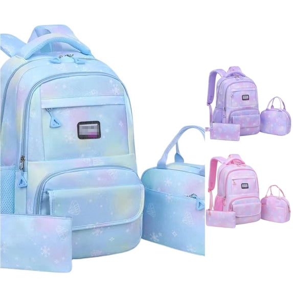 WAYUTE Backpack for Kids 3 Pcs Backpack Set for Girls Large Capacity Tie Dye Rucksack for Elementary Students Waterproof Bookbag Casual School Activities