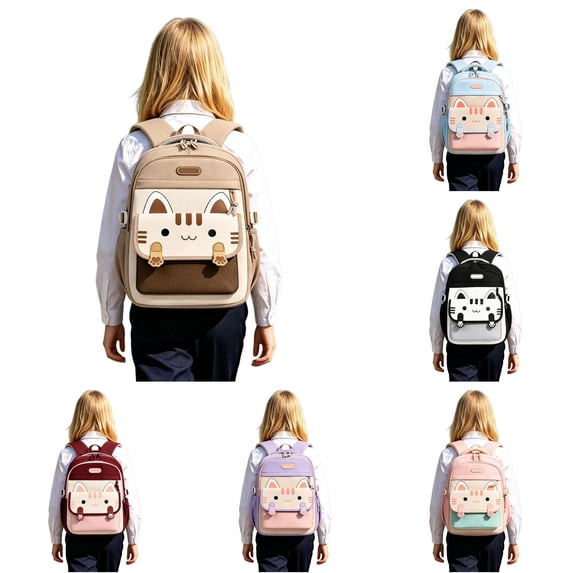 WAYUTE Backpack for Kids Back to School Backpacks with Cute Cat Design Breathable Waterproof Lightweight Large Capacity Bookbag Casual School Activities