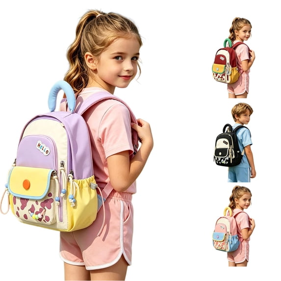 WAYUTE Backpack for Kids Back to School Backpacks Lightweight Patchwork Color Daypack for Toddler Daily Use Commuting Bookbag Casual School Activities