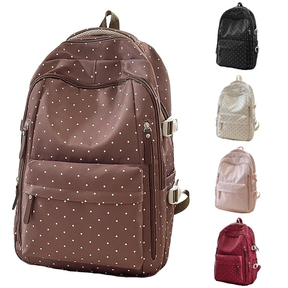 WAYUTE Backpack for Kids Children Large Capacity Back to School Backpack Polka Dot Print Compartment and Zip Up Design Lightweight Bookbag Casual School Activities