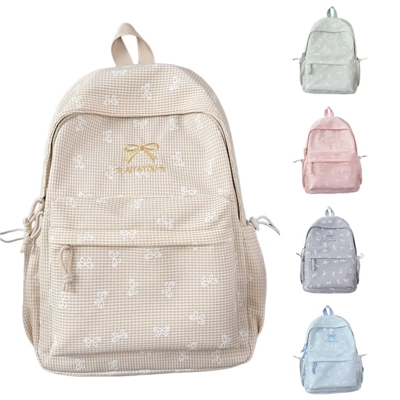 WAYUTE Backpack for Kids Cute Bow Knot Print Zip Up Design Large Capacity Backpack for Middle School Students Lightweight Soft Bookbag Casual School Activities