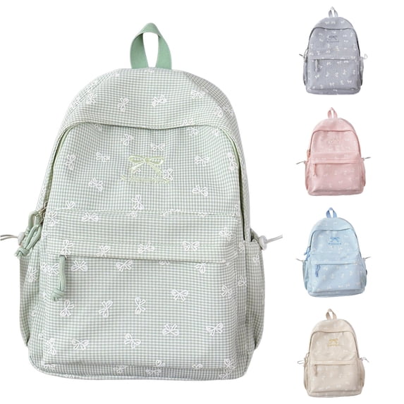 WAYUTE Backpack for Kids Cute Bow Knot Print Zip Up Design Large Capacity Backpack for Middle School Students Lightweight Soft Bookbag Casual School Activities