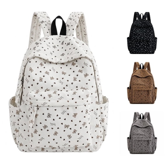 WAYUTE Backpack for Kids Lightweight Corduroy School Backpack for Fall Winter Comfortable Shoulder Laptop Compatible Tote Bookbag Casual School Activities