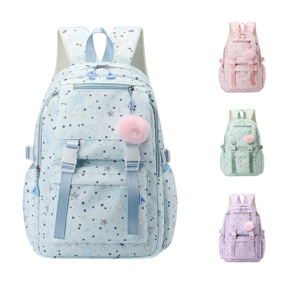 WAYUTE Backpack for Kids Stylish Large Capacity Star Print Backpacks for Girls Cute Everyday Use Versatile Twin Shoulder Design Bookbag Casual School Activities